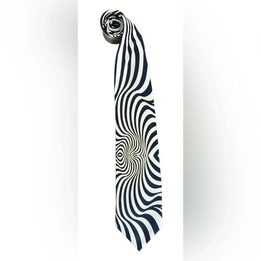 Optical Illusion Black and White Men's Tie